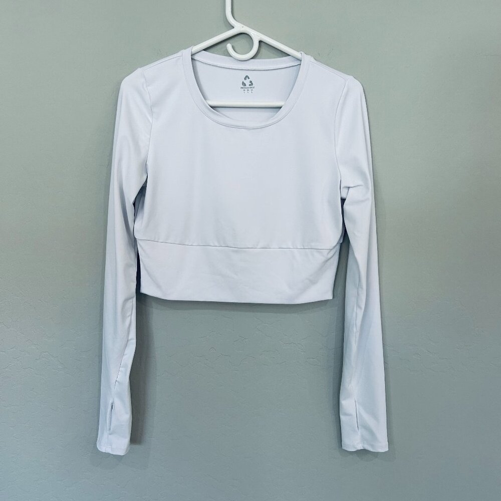 Premium Sport White Long Sleeve Workout Shirt Size Large